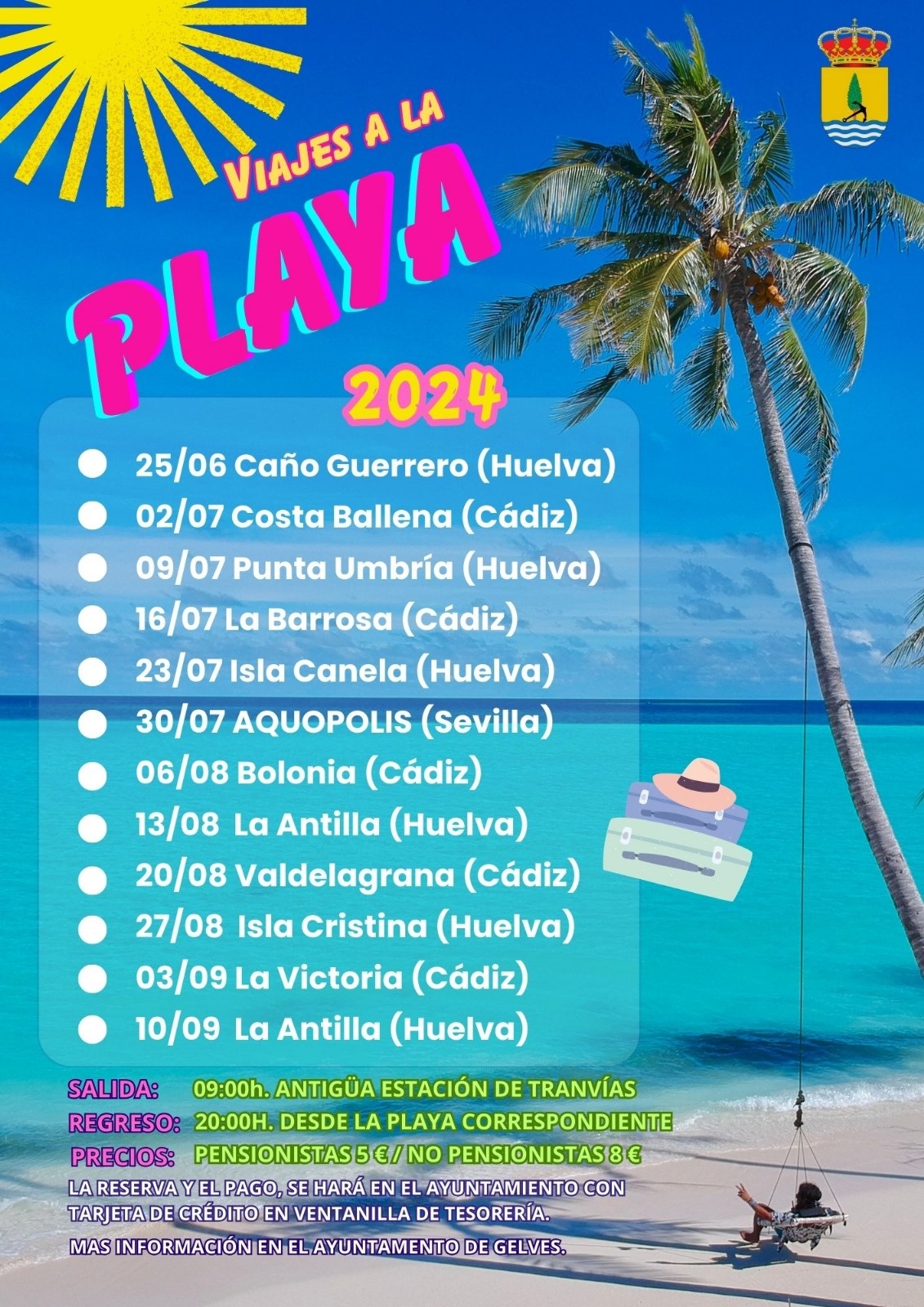 La segunda salida del programa municipal de Viajes a la Playa 2024 será el 2 de julio con destino a Costa Ballena (Cádiz)