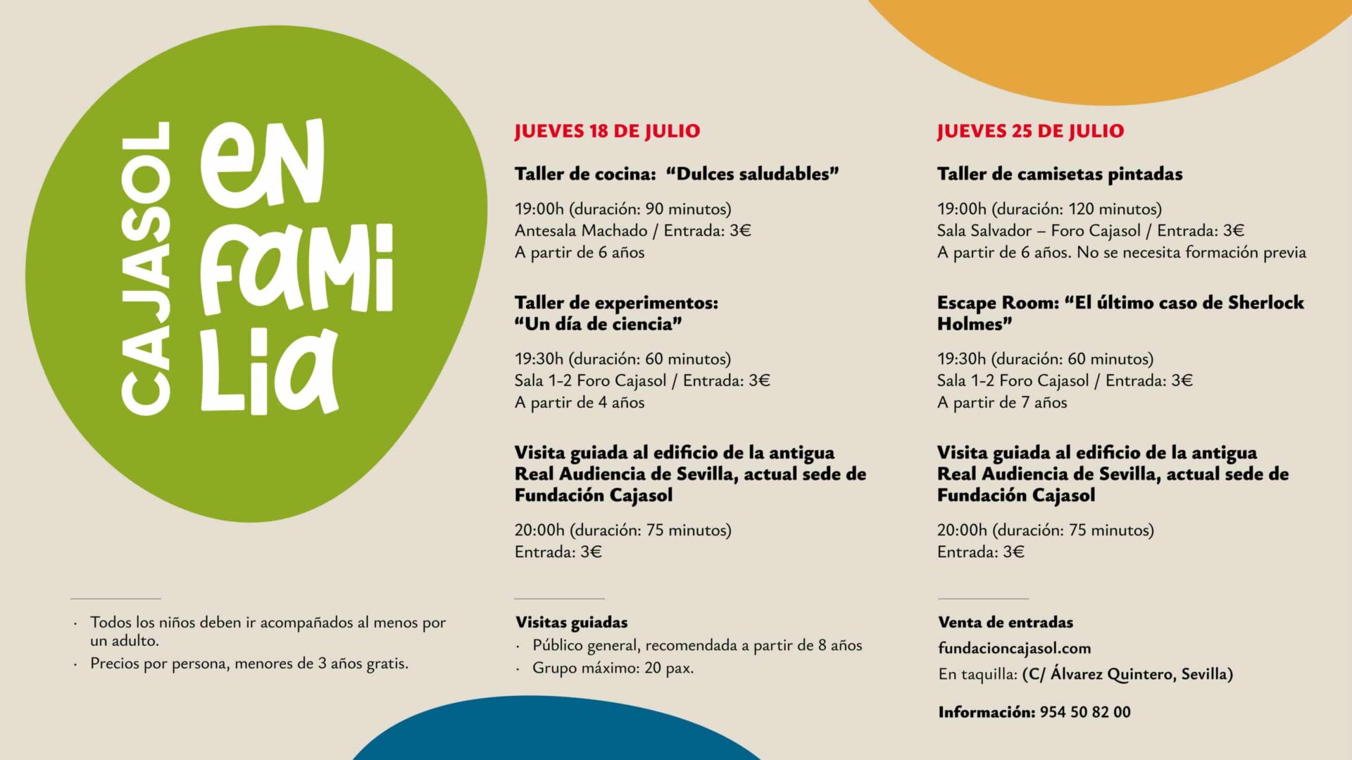 «Cajasol en familia» ofrece un verano lleno de aprendizaje y diversión con talleres especiales en julio