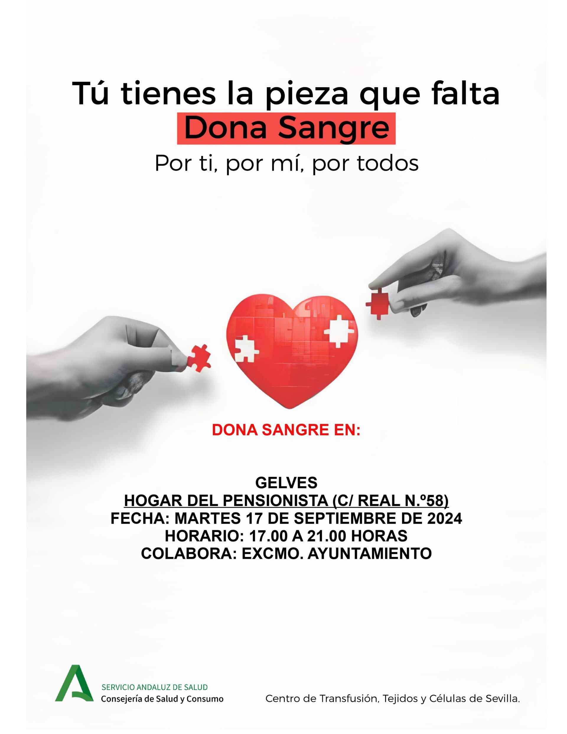 Campaña de Donación de Sangre el martes 17 de septiembre en el Hogar del Pensionista