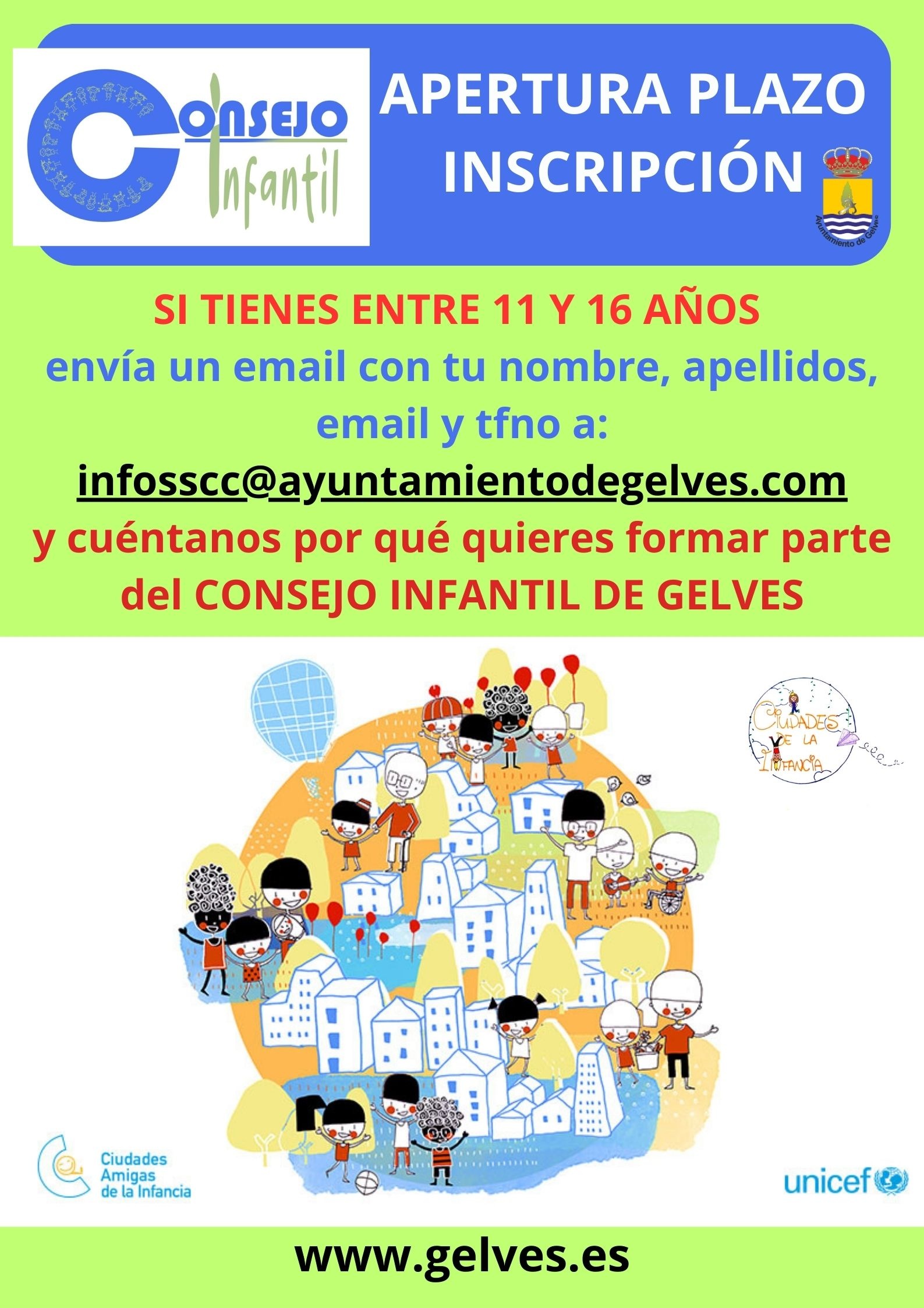 Se abre el plazo de inscripción para formar parte del Consejo Infantil Municipal