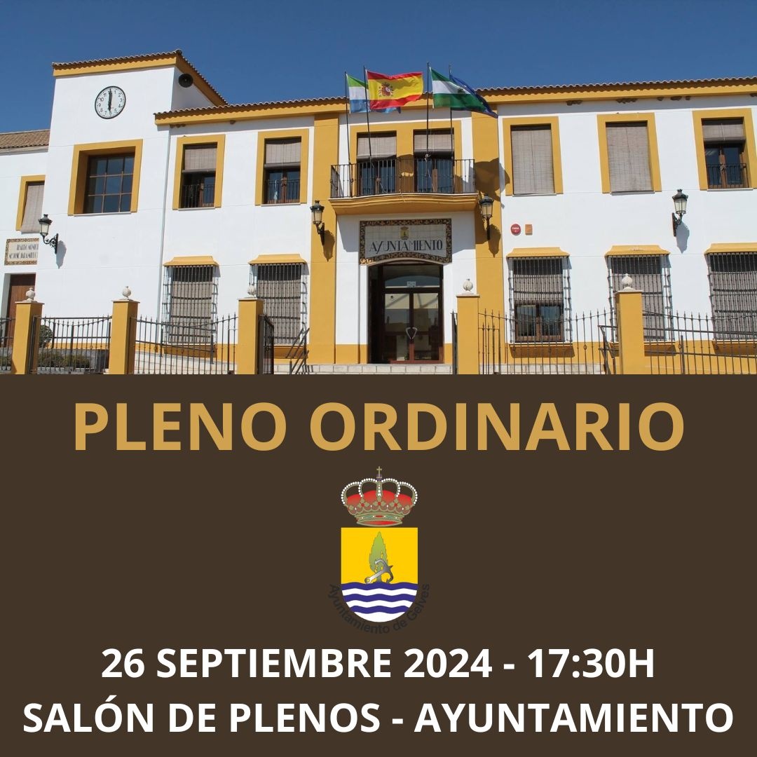 El ayuntamiento convoca pleno ordinario para el próximo jueves 26 de septiembre a las 17:30 horas