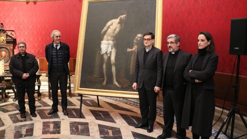 La Catedral presenta la restauración del cuadro ‘Cristo atado a la columna con San Pedro’