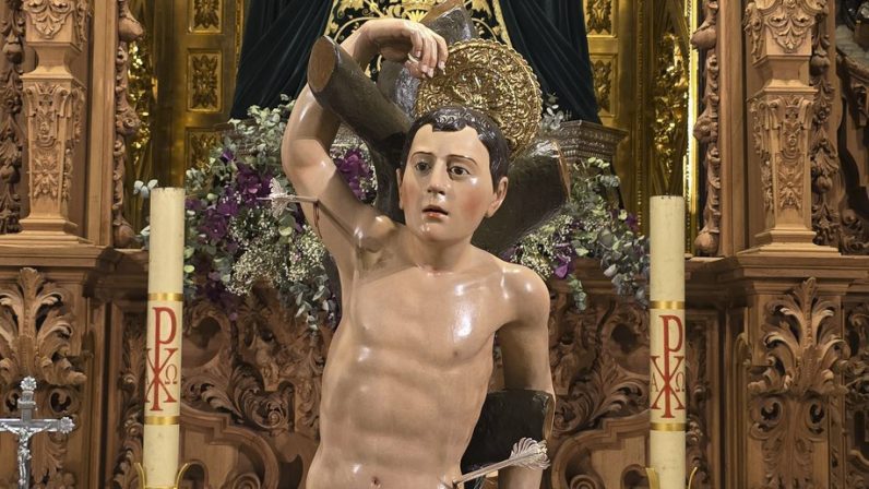 Restauración de la imagen de San Sebastián, patrón de los Palacios y Villafranca