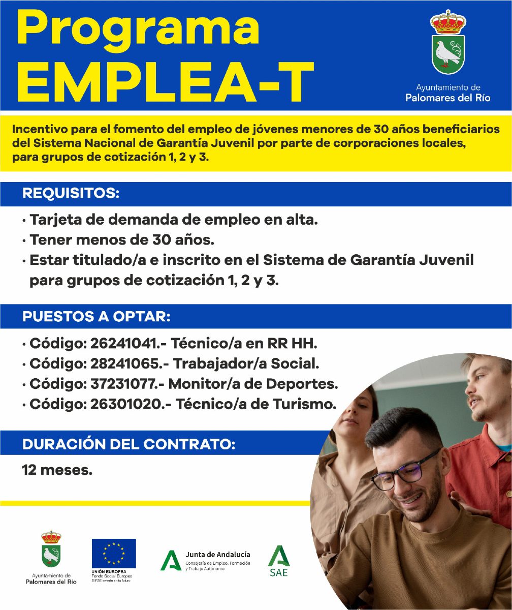 ¡Oportunidad de empleo para jóvenes en Palomares del Río!