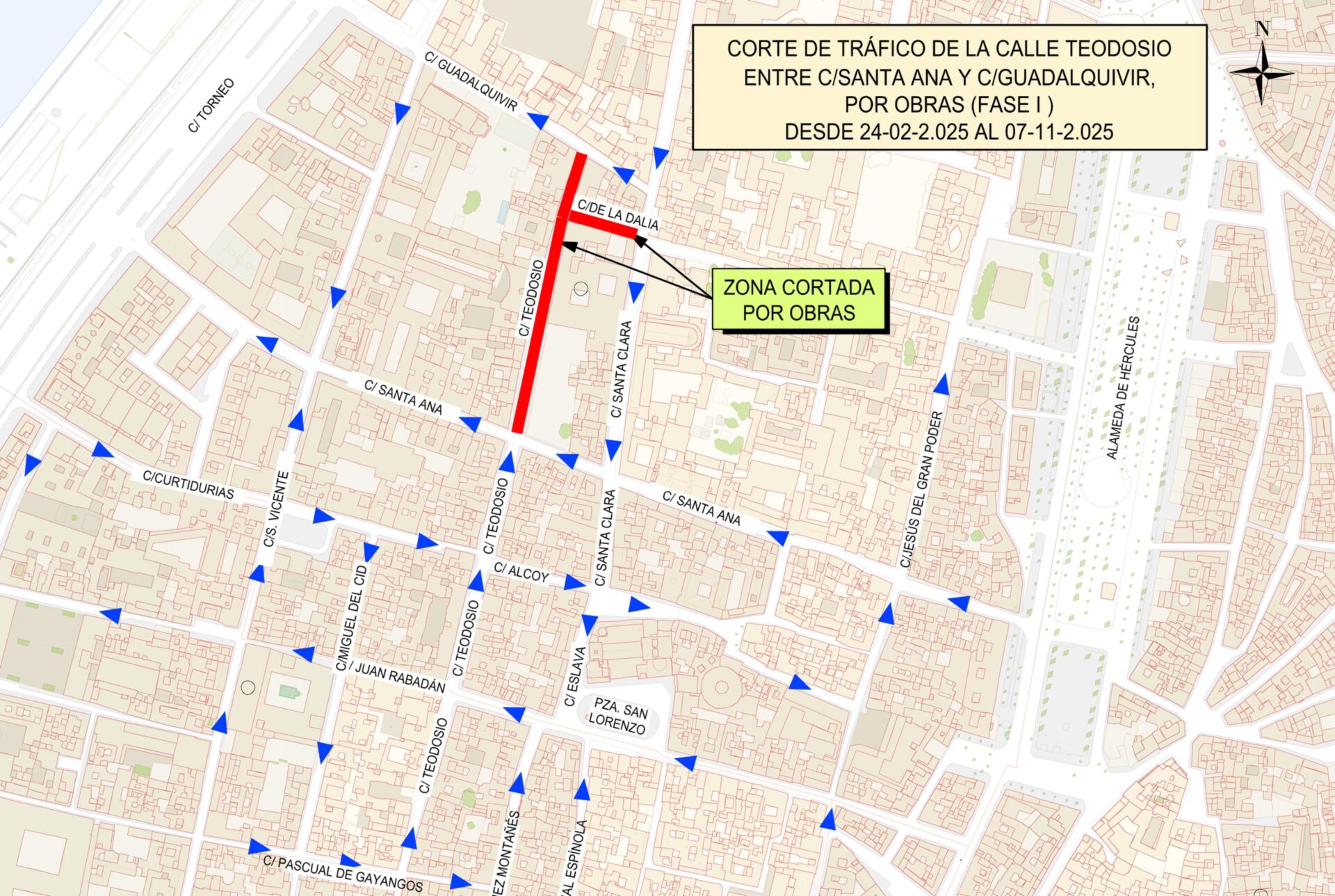 Emasesa inicia este lunes obras de abastecimiento y saneamiento en la calle Teodosio