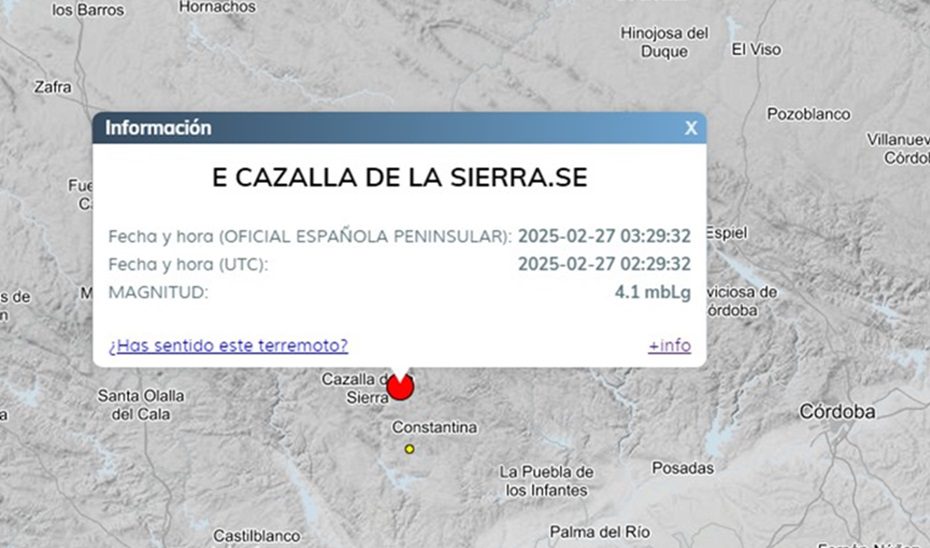 Recibidas más de veinte llamadas por un  terremoto de 4,1 esta madrugada en Cazalla