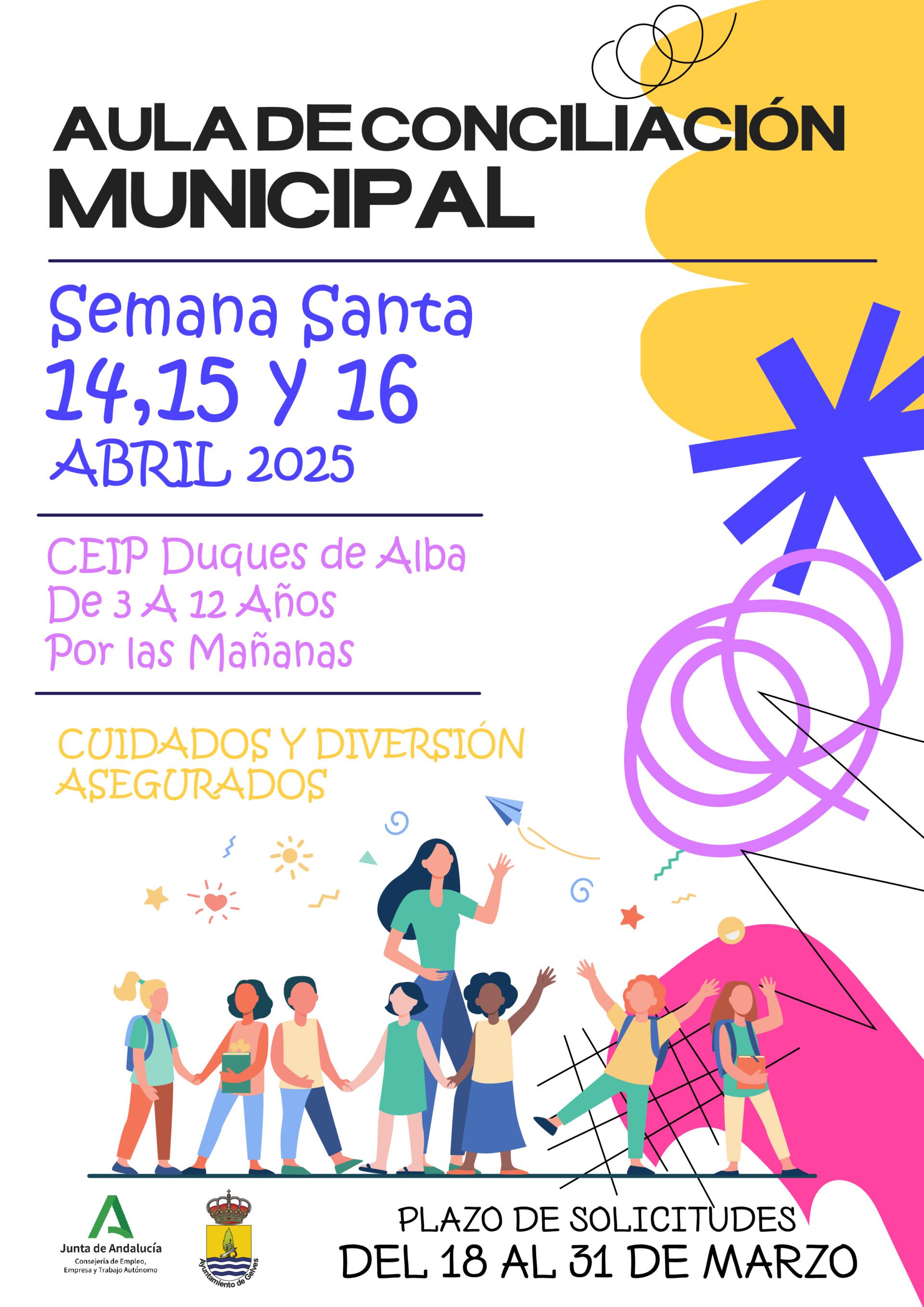 Bienestar Social ofrecerá el Aula Municipal de Conciliación de Semana Santa 2025 del 14 al 16 de abril