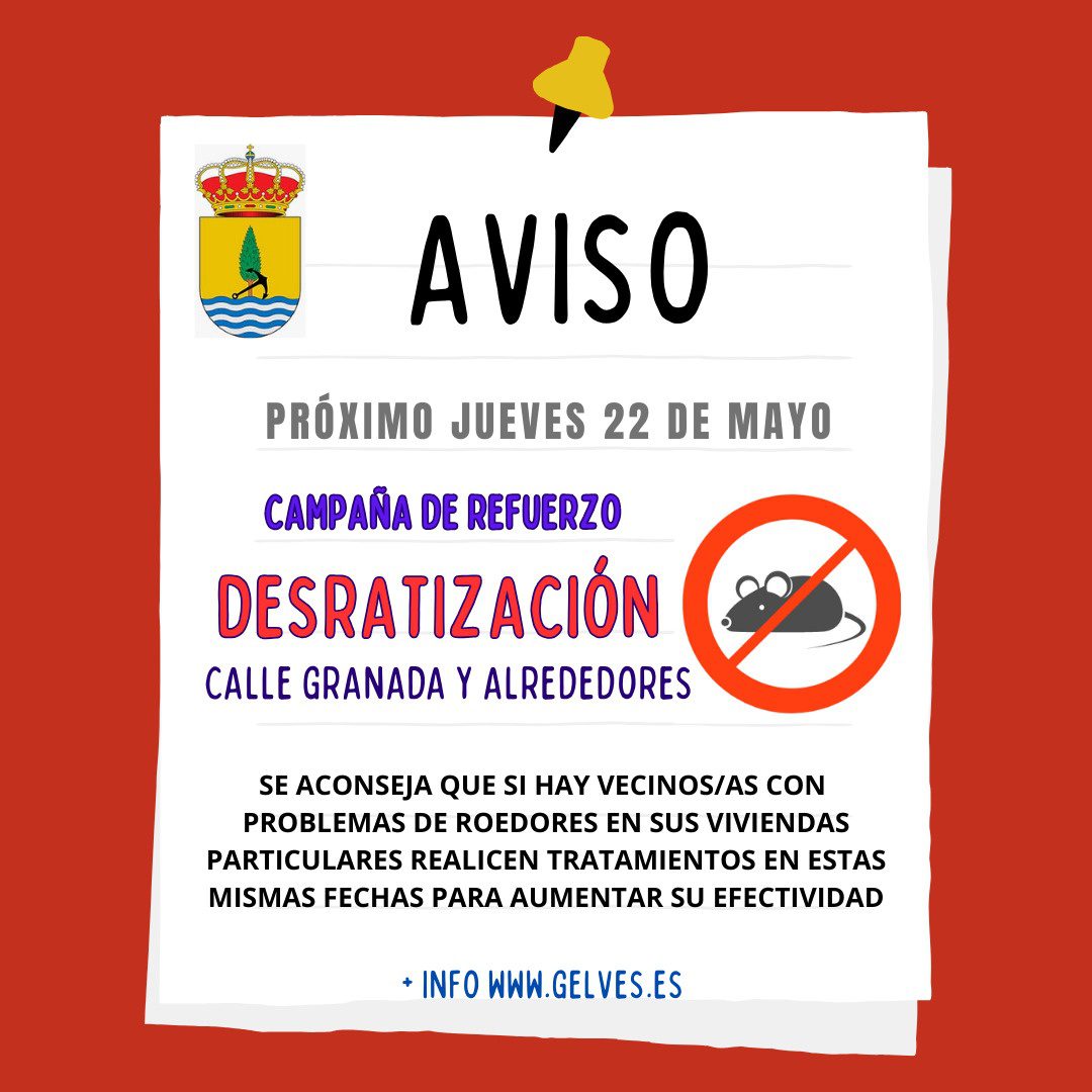 Nueva campaña de refuerzo de desratización este jueves 22 de mayo