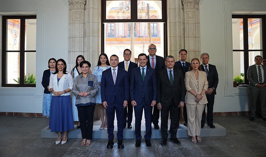 Juanma Moreno recibe en el Palacio de San Telmo al presidente de Ecuador, Daniel Noboa
