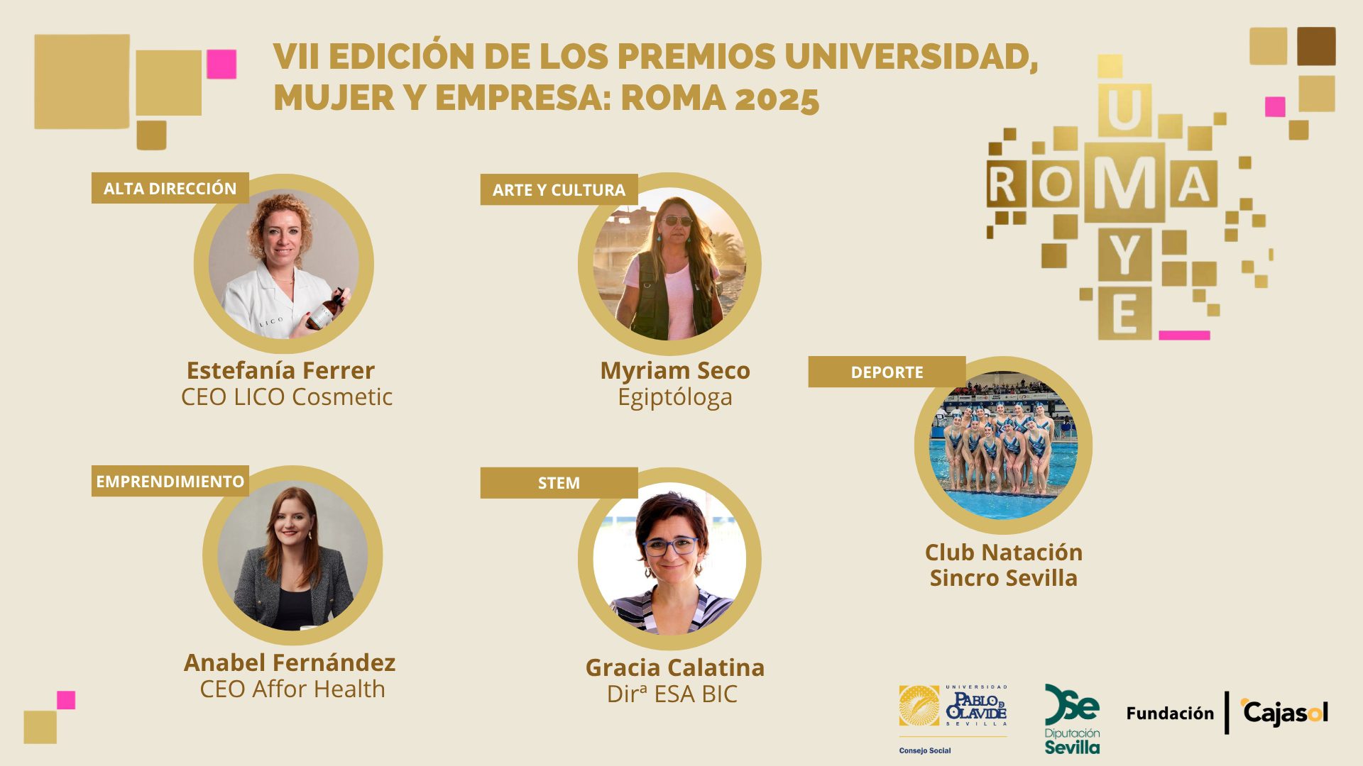 Los Premios Roma 2025 distinguen a cuatro mujeres y a una entidad por su excelencia y compromiso