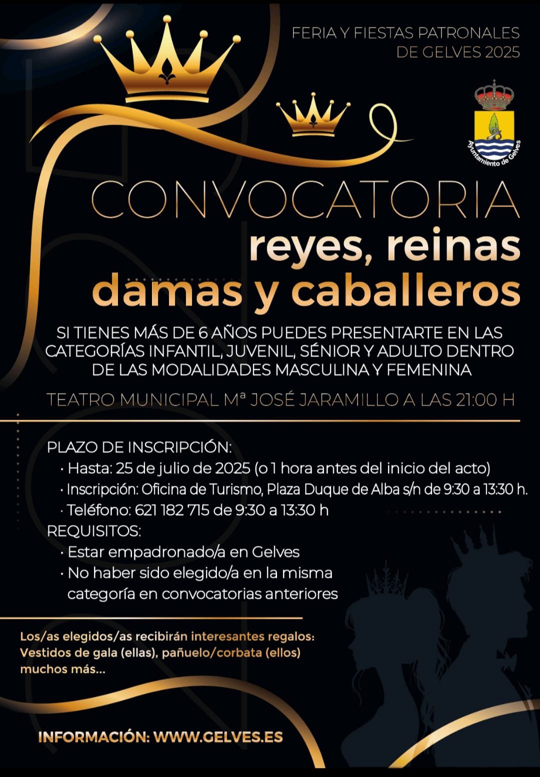 Se recuerda que sigue abierto el plazo para aspirantes a Reyes, Reinas, Damas y Caballeros de la Feria de Gelves 2025