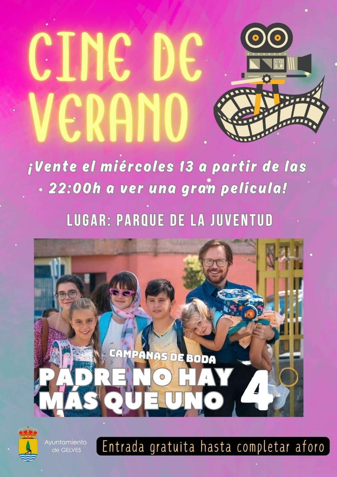 La segunda sesión de Cine de Verano 2025 en el Parque de la Juventud será el 13 de agosto con la proyección de “Padre no hay más que uno, 4, Campañas de Boda”