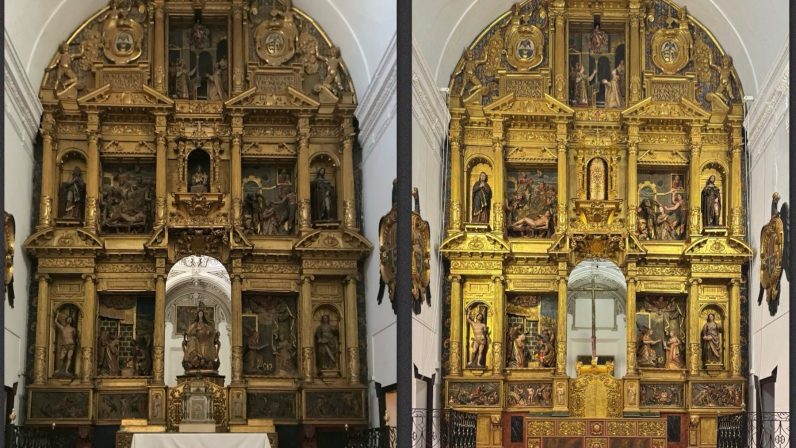 Concluyen los trabajos de restauración del retablo de la iglesia de la Merced, en Écija