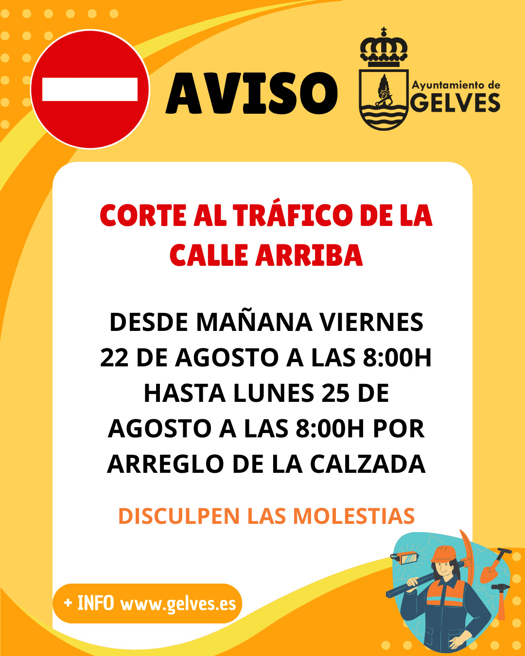 Corte de tráfico de la calle Arriba por mejoras en la calzada de su primer tramo