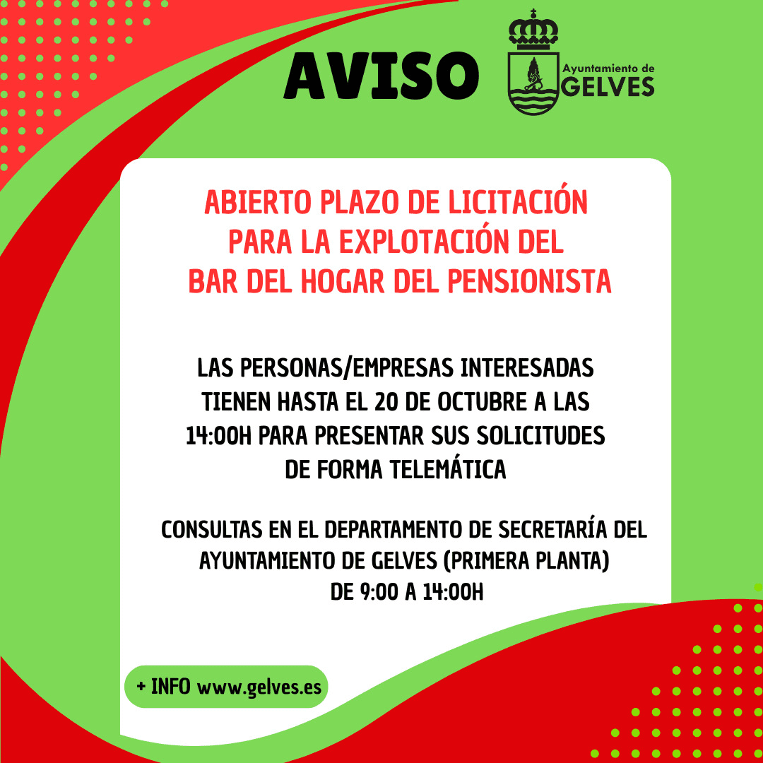 Abierto plazo de solicitudes para la licitación de explotación del bar del Hogar del Pensionista