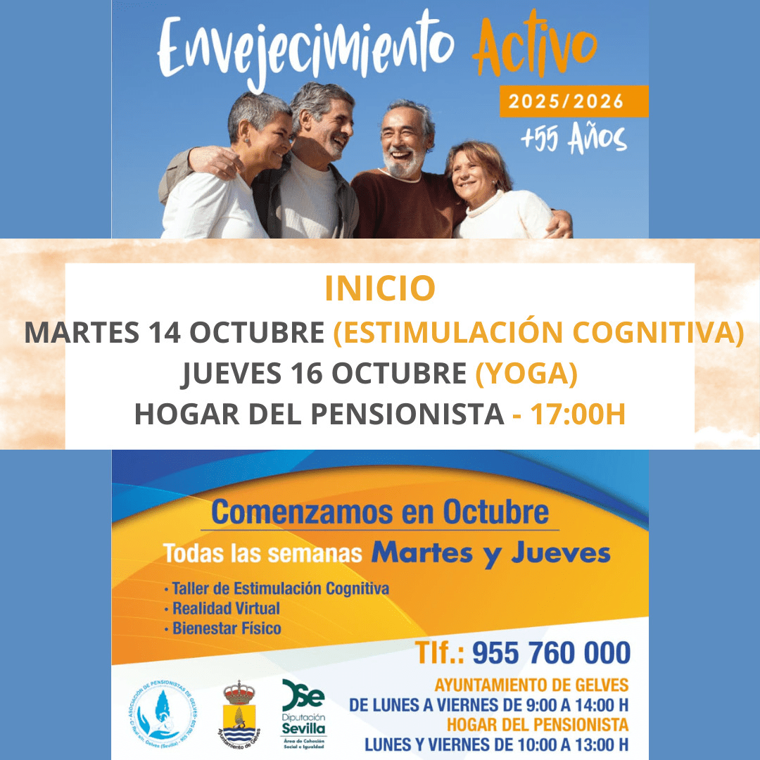 El taller de Envejecimiento Activo para mayores de 55 años comienza el próximo 14 de octubre