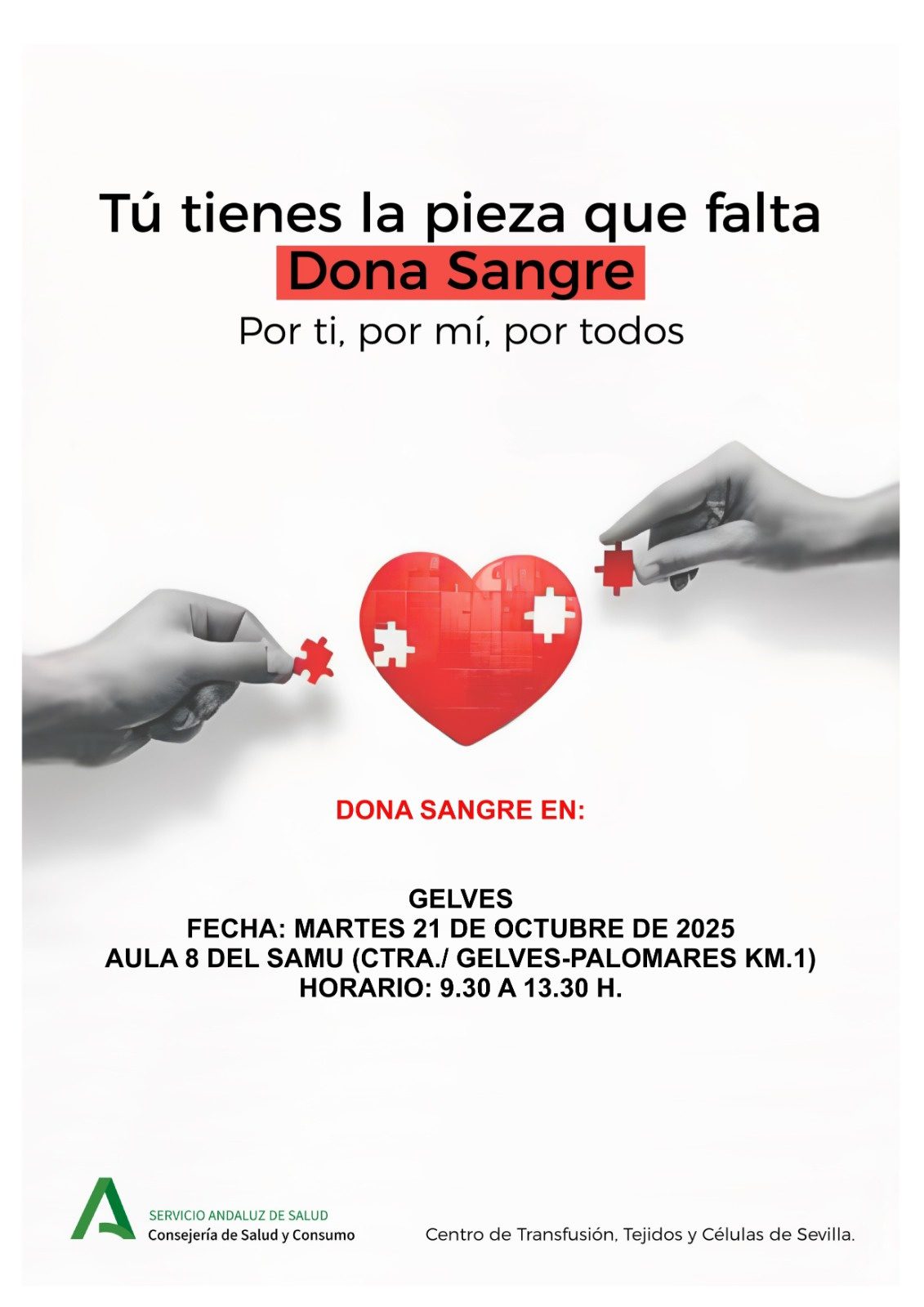 Nueva Campaña de Donación de Sangre en Gelves el martes 21 de octubre en el SAMU