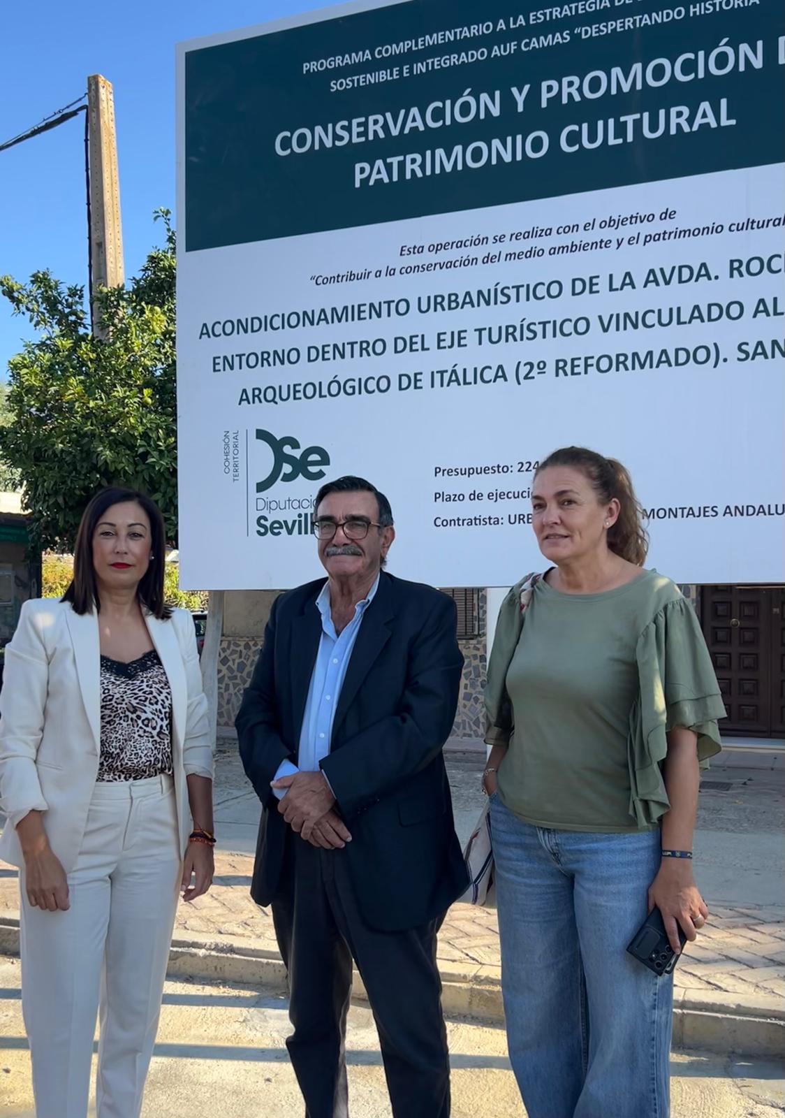 La diputada de Cohesión Territorial visita las mejoras que se ejecutan en Santiponce para impulsar la transformación turística