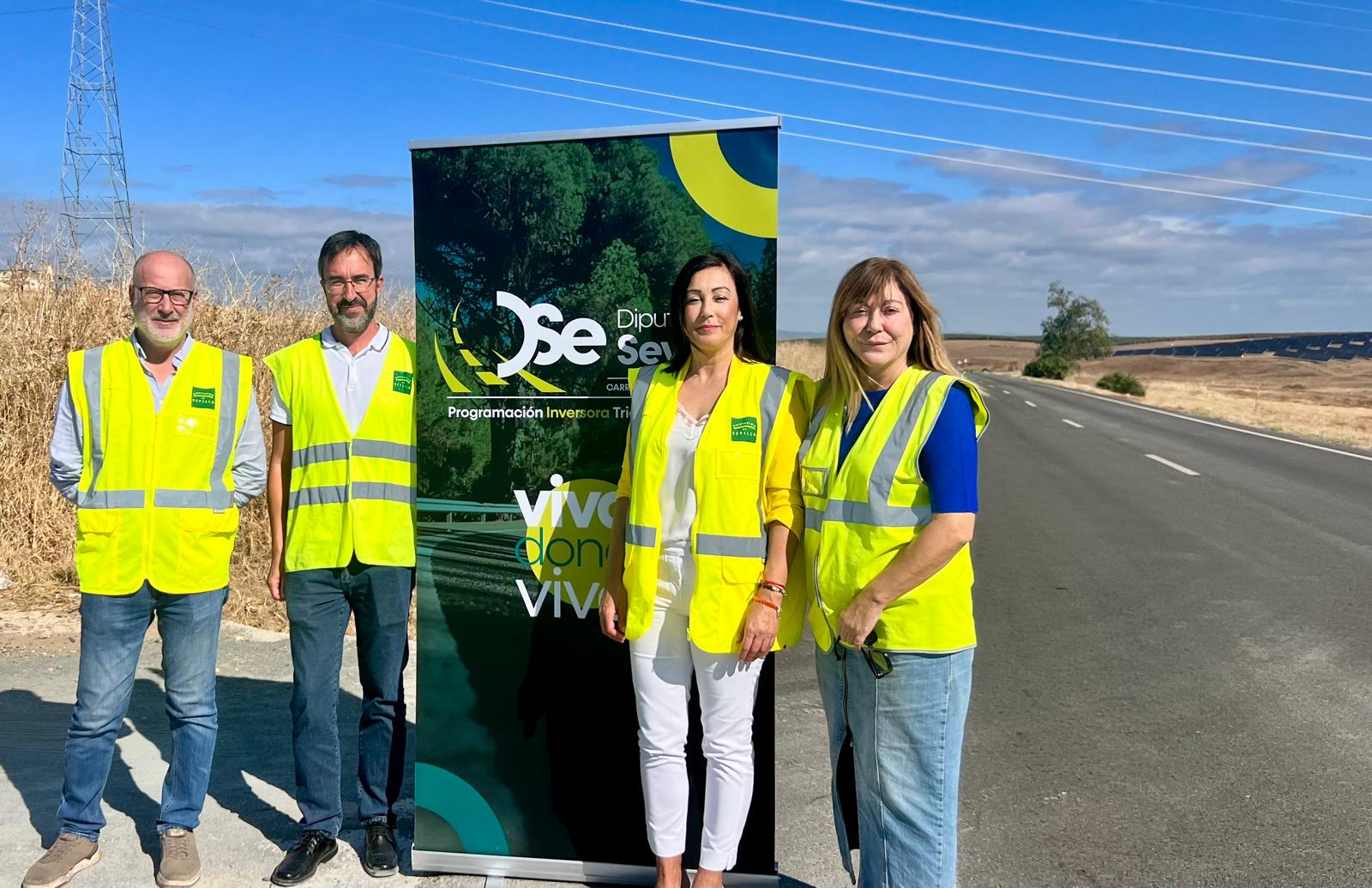 450.000 euros de la Diputación para reparar y restituir más de tres mil metros del firme de la carretera SE-4107, de Carmona a Guadajoz, obras finalizadas dentro del PIT 25-27