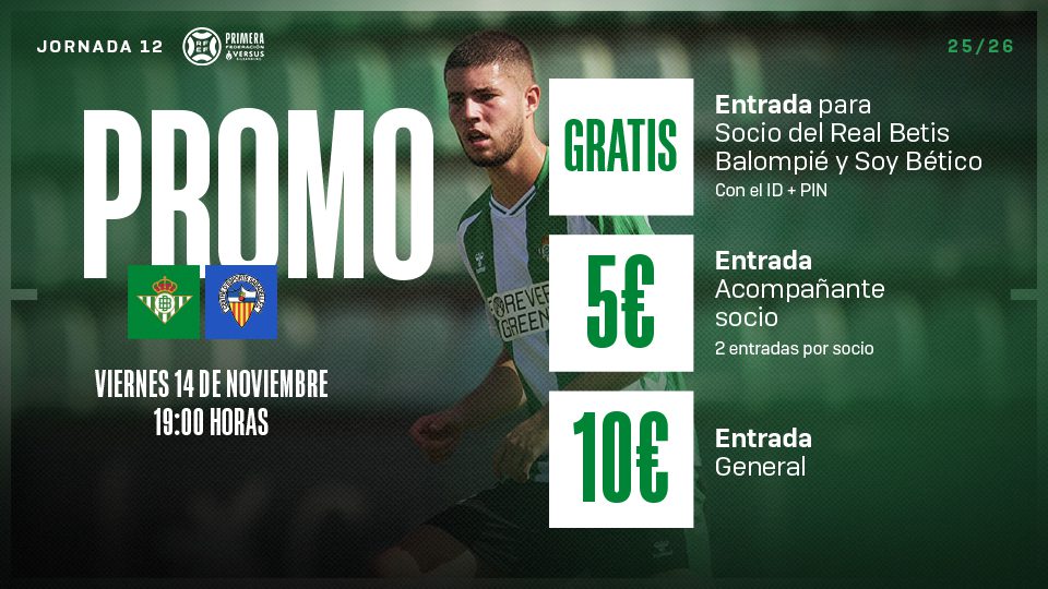 Consigue tu entrada gratuita para animar al Betis Deportivo ante el CE Sabadell FC