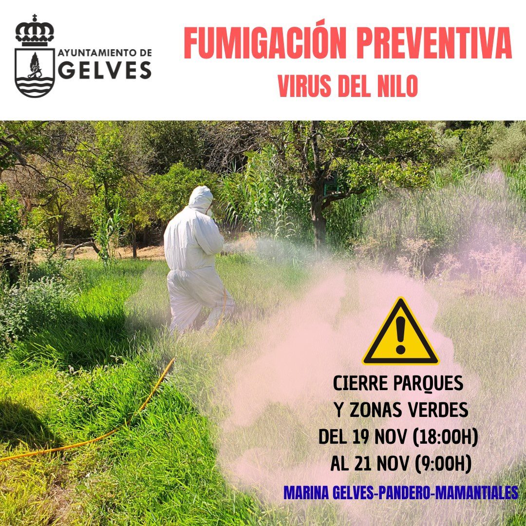 Cierre de varios parques municipales el próximo miércoles por fumigación preventiva