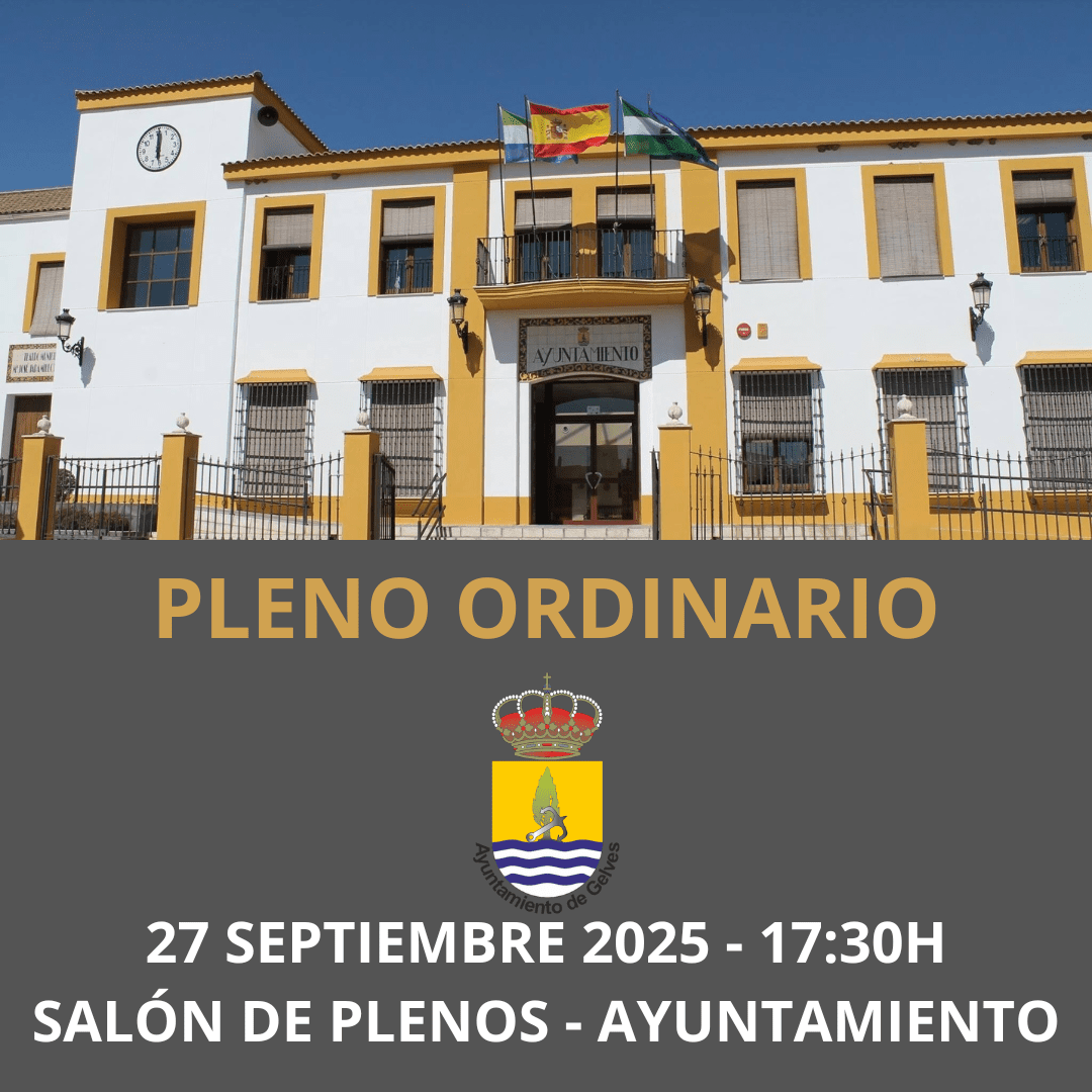 El Ayuntamiento de Gelves celebrará sesión plenaria de carácter ordinario mañana jueves 27 de noviembre