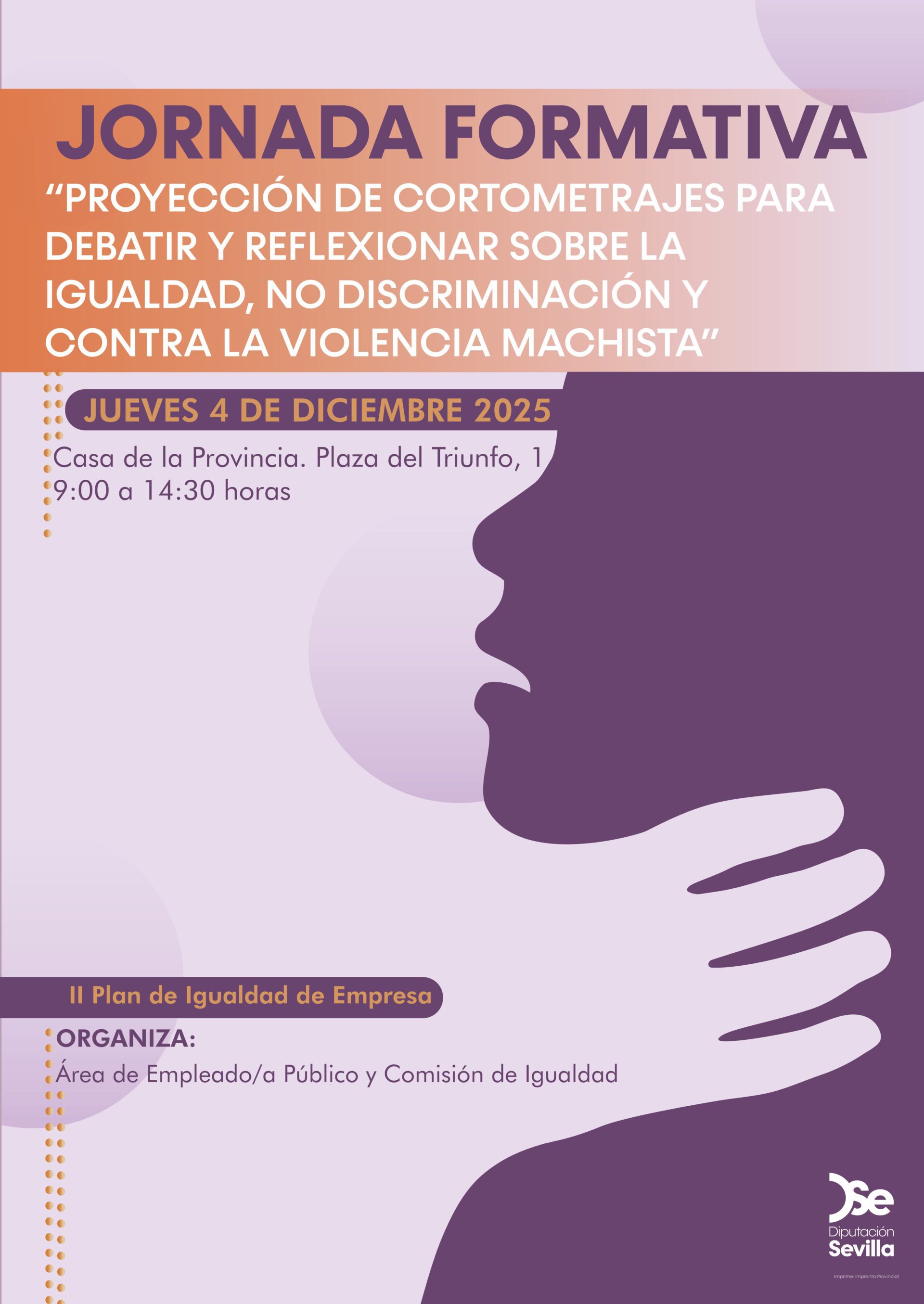 La Diputación incluye en su II Plan de Igualdad una jornada de debate contra la discriminación y la violencia machista, a partir de la proyección de cinco cortometrajes dirigidos por mujeres