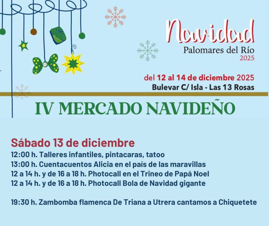 Palomares del Río vive este sábado una jornada mágica en su IV Mercado Navideño