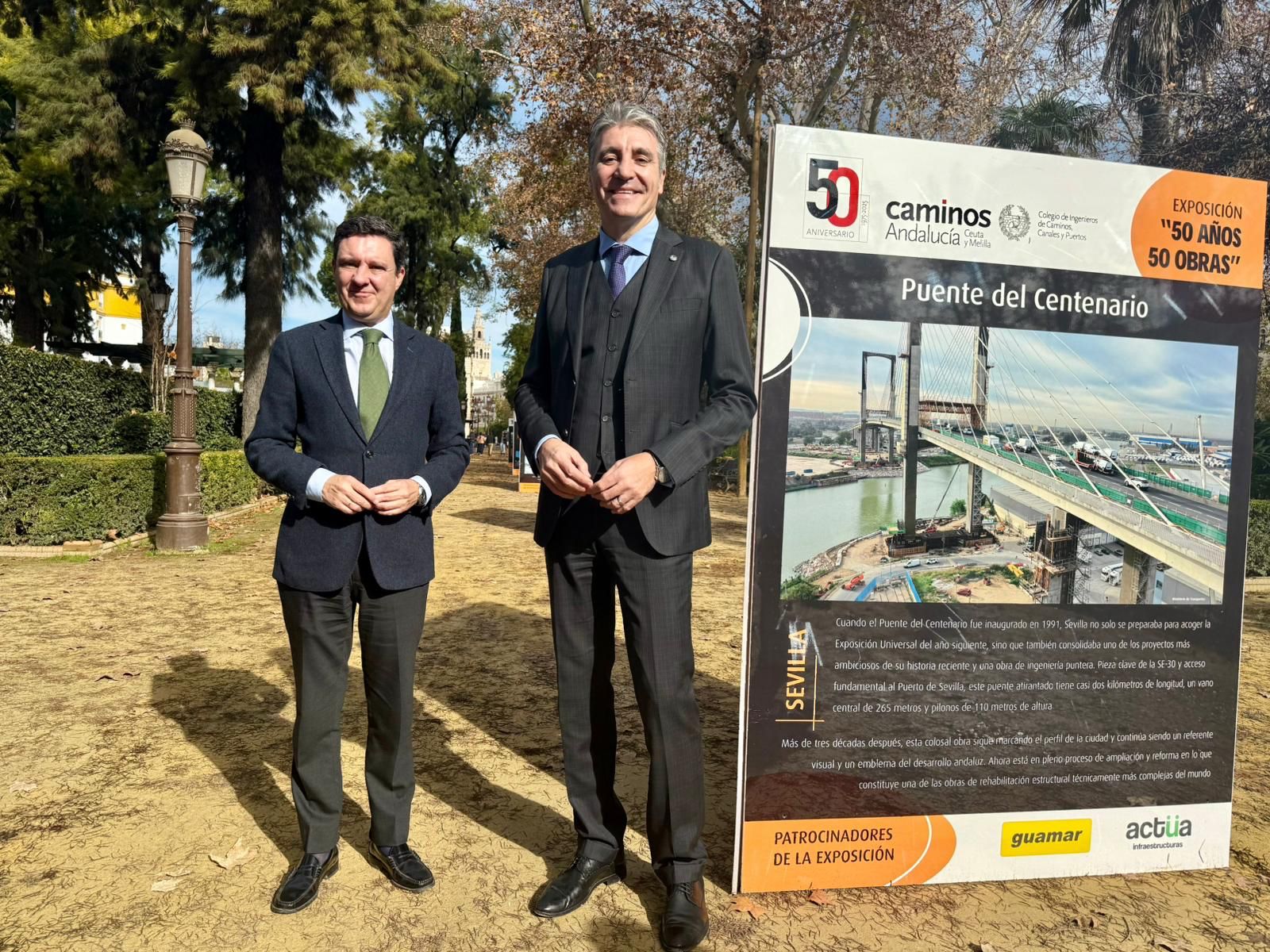 El delegado de Urbanismo inaugura en Sevilla la exposición que celebra el 50 aniversario del Colegio de Ingenieros de Caminos de Andalucía, Ceuta y Melilla