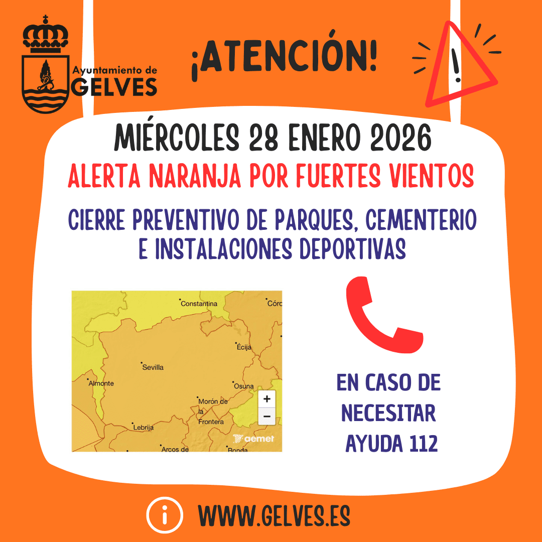 Alerta naranja en Gelves para hoy miércoles por fuertes rachas de viento