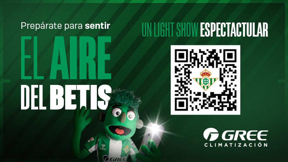 El Real Betis y GREE preparan un espectáculo de música y luces para el partido ante el Atlético de Madrid
