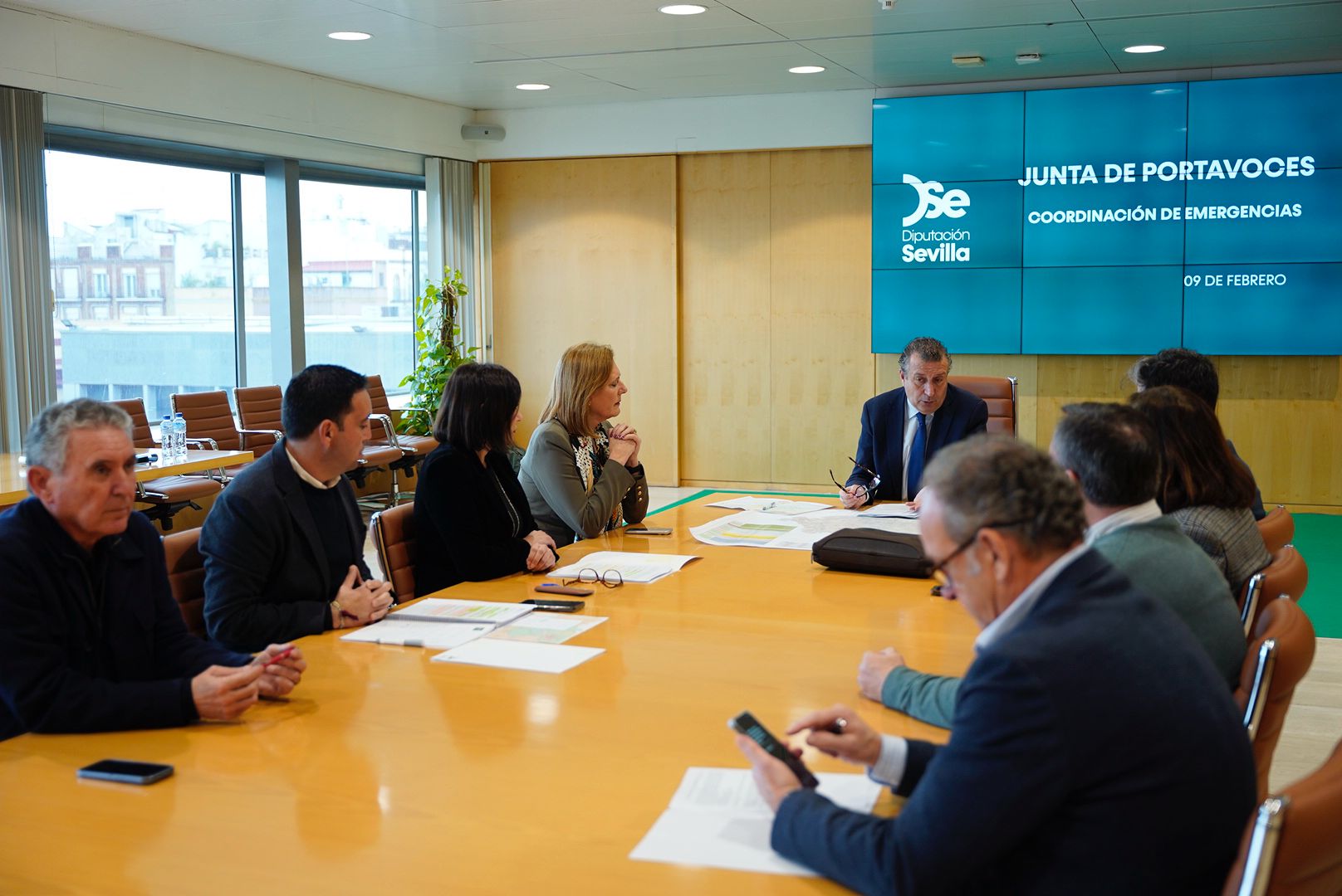 El presidente informa en Junta de Portavoces de las actuaciones coordinadas desde la Diputación durante la cadena de borrascas