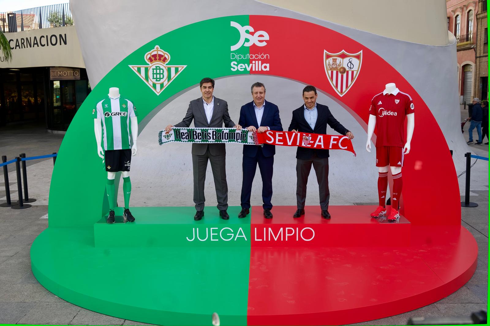 Los presidentes de la Diputación, del Real Betis y del Sevilla FC apelan a la deportividad y el respeto entre aficiones en el derbi del próximo domingo