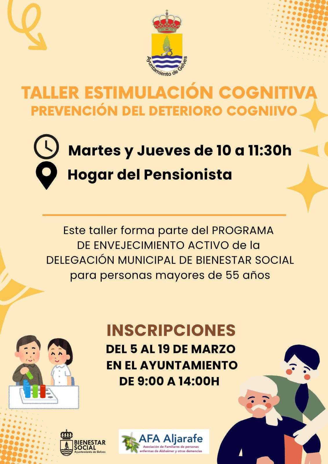 El Ayuntamiento de Gelves pondrá en marcha un nuevo Taller de Estimulación Cognitiva para la prevención del deterioro cognitivo