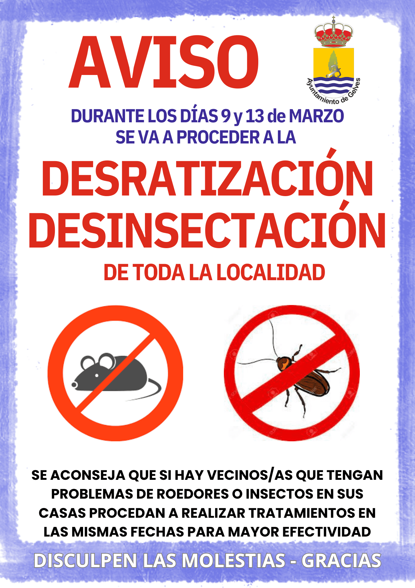Nueva campaña general de desratización y desinsectación