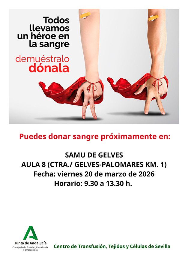 Nueva Campaña de Donación de Sangre en Gelves el viernes 20 de marzo en el SAMU