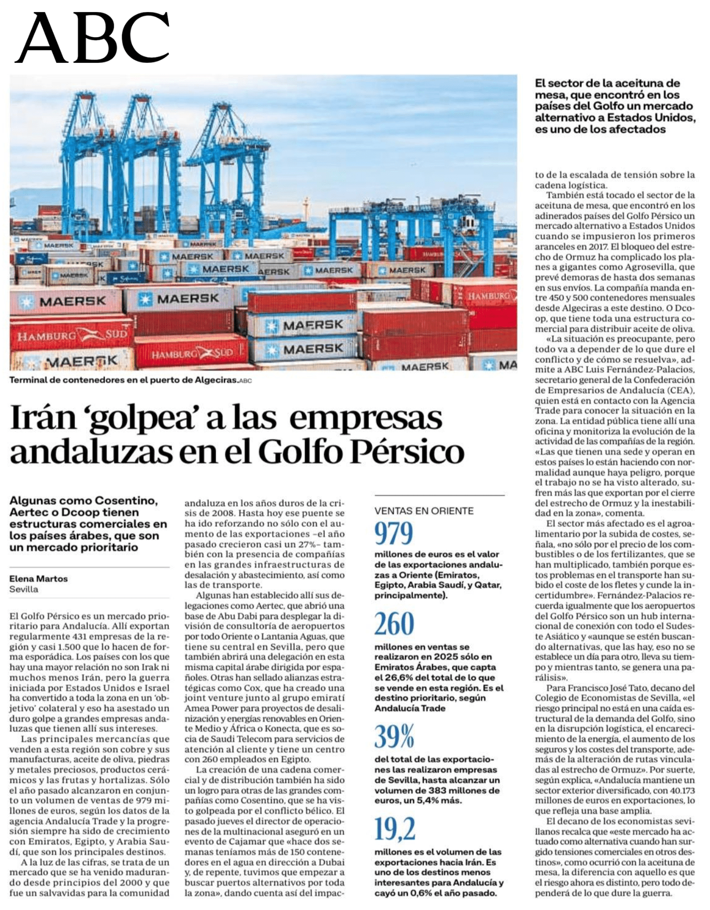 Luis Fernández-Palacios analiza en ABC el impacto del conflicto en Irán: «La situación es preocupante» – Confederación de Empresarios de Andalucía