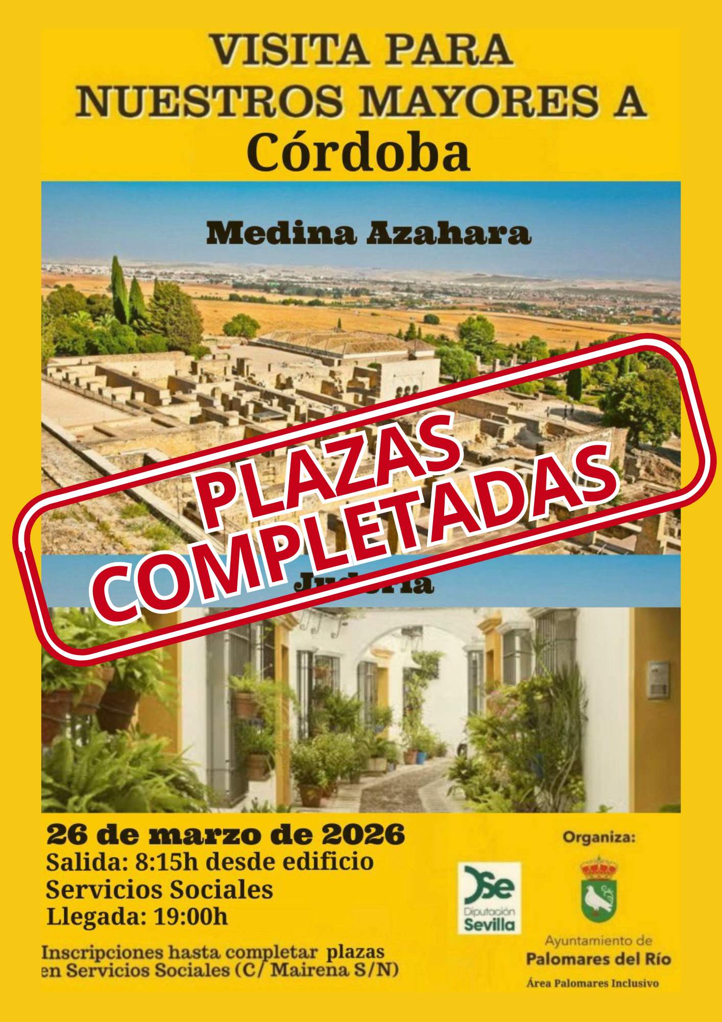 ¡PLAZAS COMPLETADAS PARA LA VISITA TURÍSTICA A CÓRDOBA!