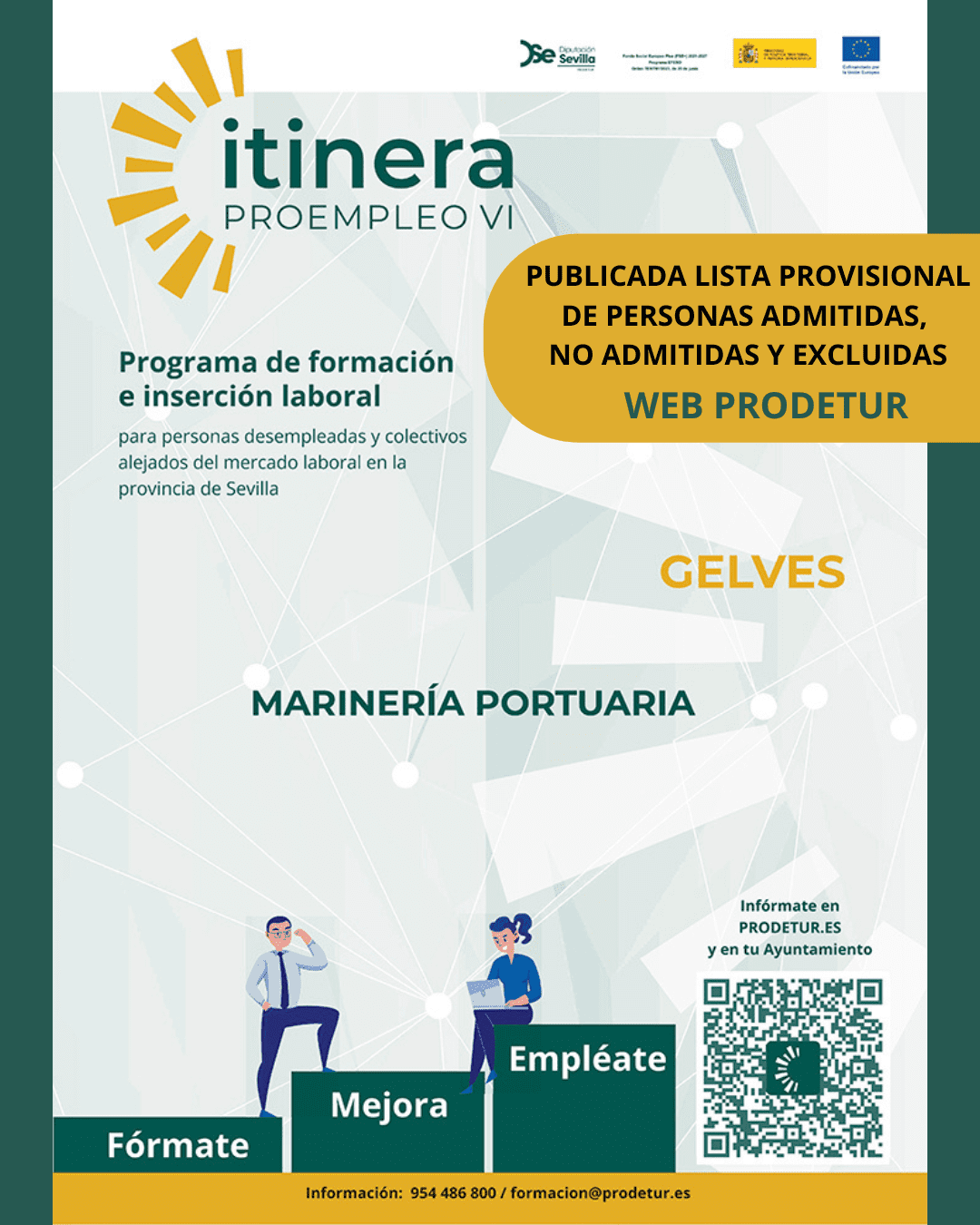 Publicada la lista provisional de personas admitidas, no admitidas y excluidas en el proyecto ITINERA PROEMPLEO VI