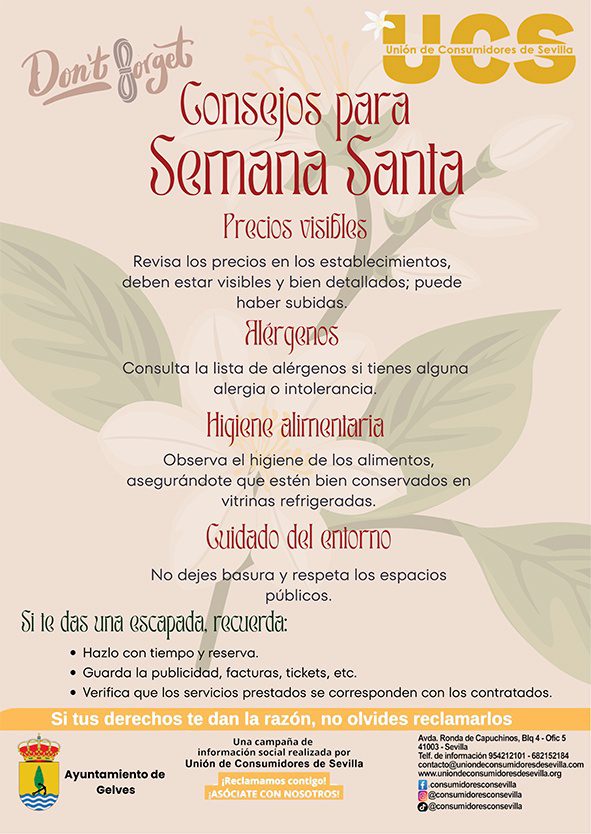 El ayuntamiento difunde campaña para un consumo responsable durante la Semana Santa promovida por la Unión de Consumidores de Sevilla