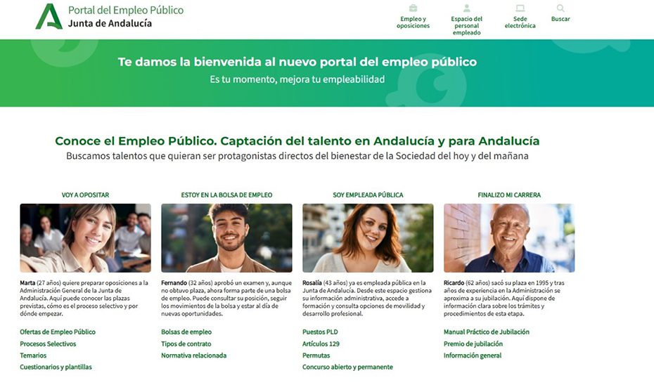 Entra en servicio el nuevo portal del empleo público de la Junta con un diseño más accesible e intuitivo