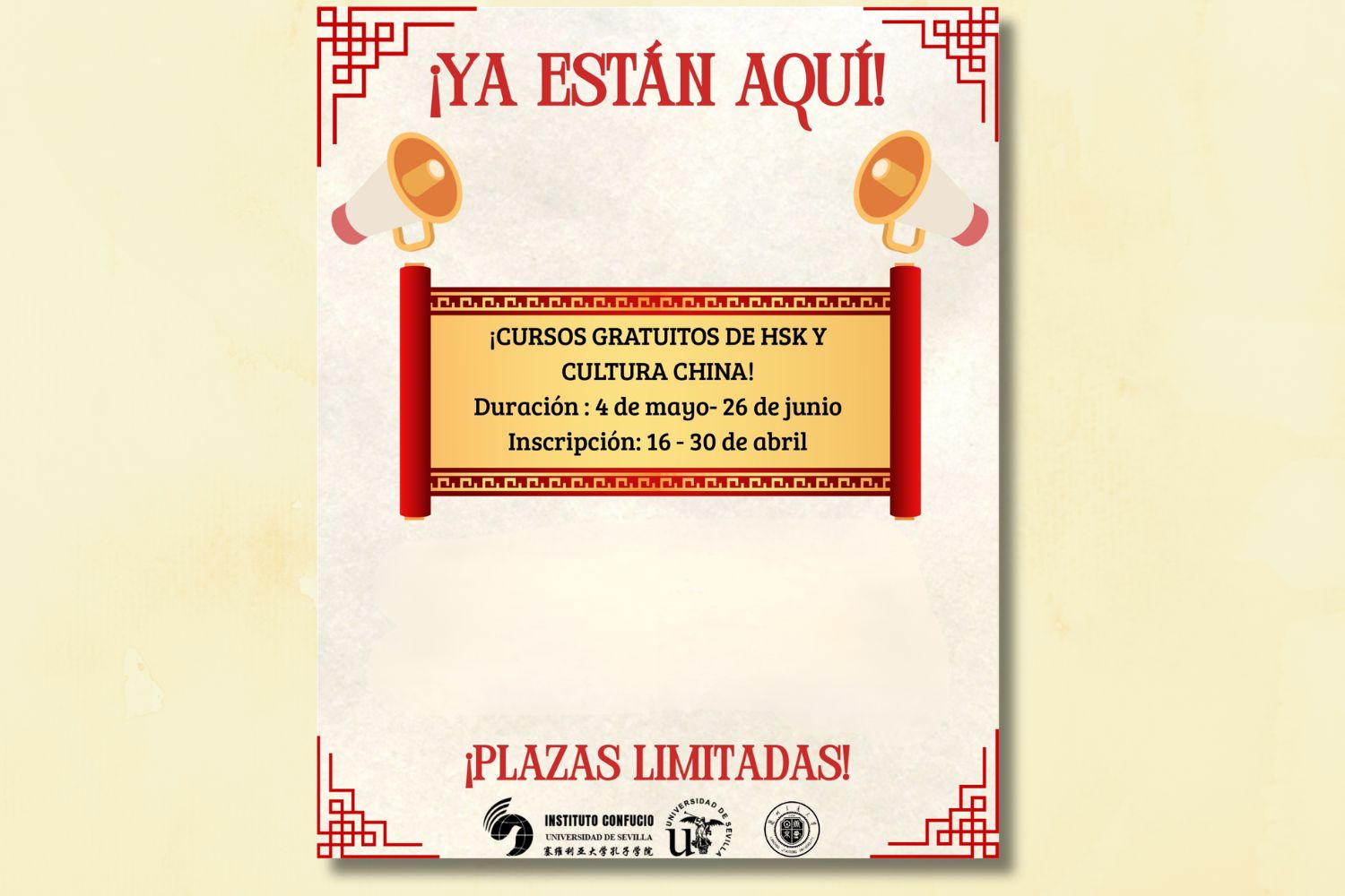 El Instituto Confucio abre la inscripción para cursos gratuitos de lengua y cultura china