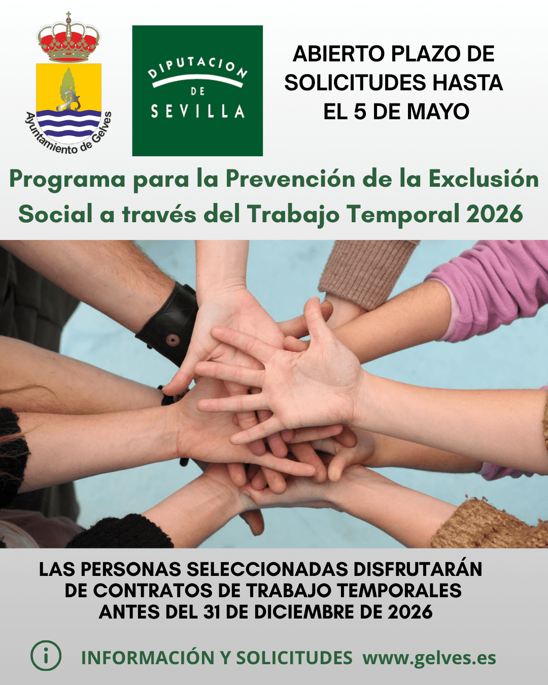 Abierto el plazo de solicitudes del Programa para la Prevención de la Exclusión Social a través del Trabajo Temporal 2026