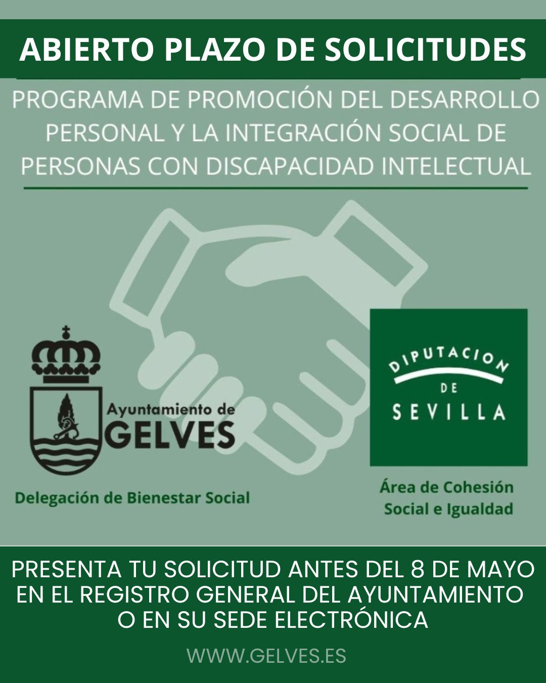 Abierto plazo para participar en el «Programa de Promoción del Desarrollo Personal y la Integración Social de Personas con Discapacidad Intelectual» en Gelves