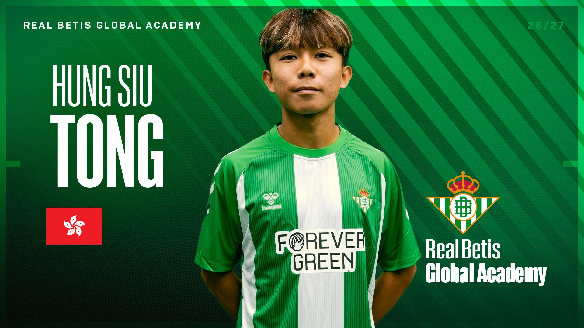 Hung Siu Tong, primer jugador internacional en incorporarse al Real Betis Global Academy