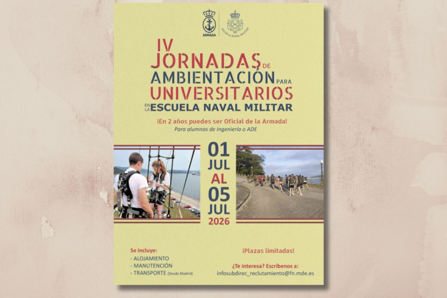 La Armada convoca jornadas de ambientación en la Escuela Naval Militar para estudiantes