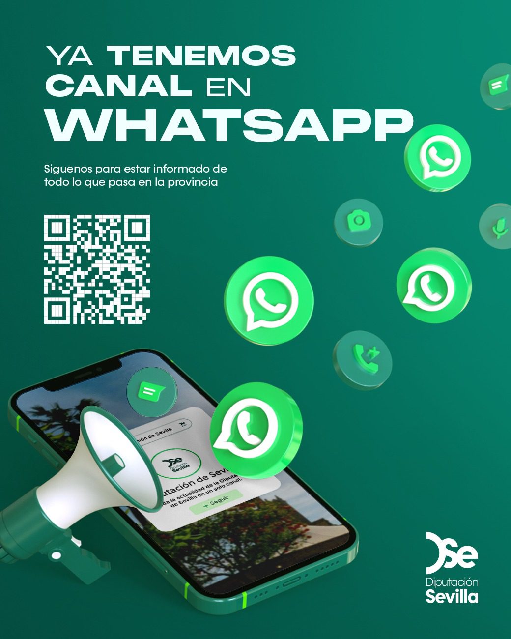 La Diputación de Sevilla lanza su canal oficial de Whatsapp para acercar toda la información de la provincia al ciudadano