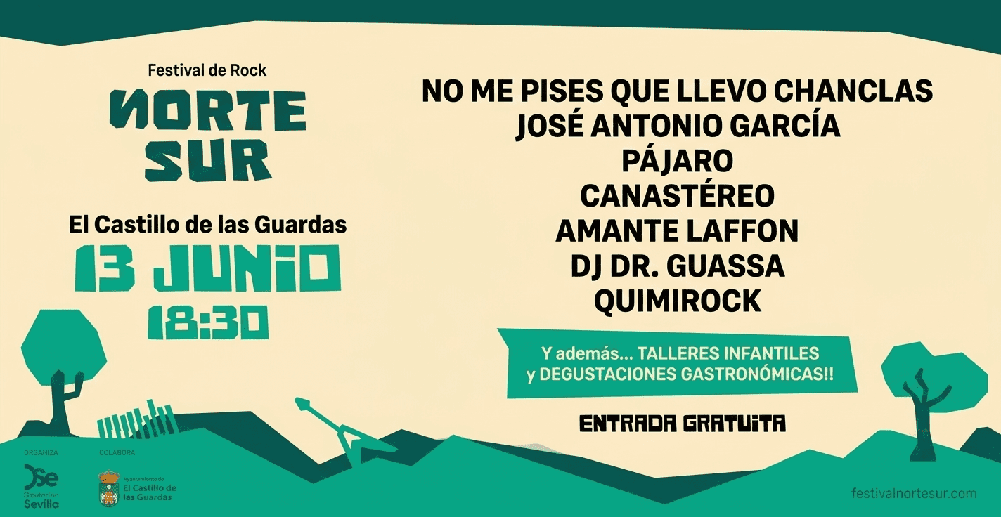 La parada «Norte» del Festival de Rock Norte-Sur llegará a El Castillo de las Guardas el próximo sábado 13 de junio
