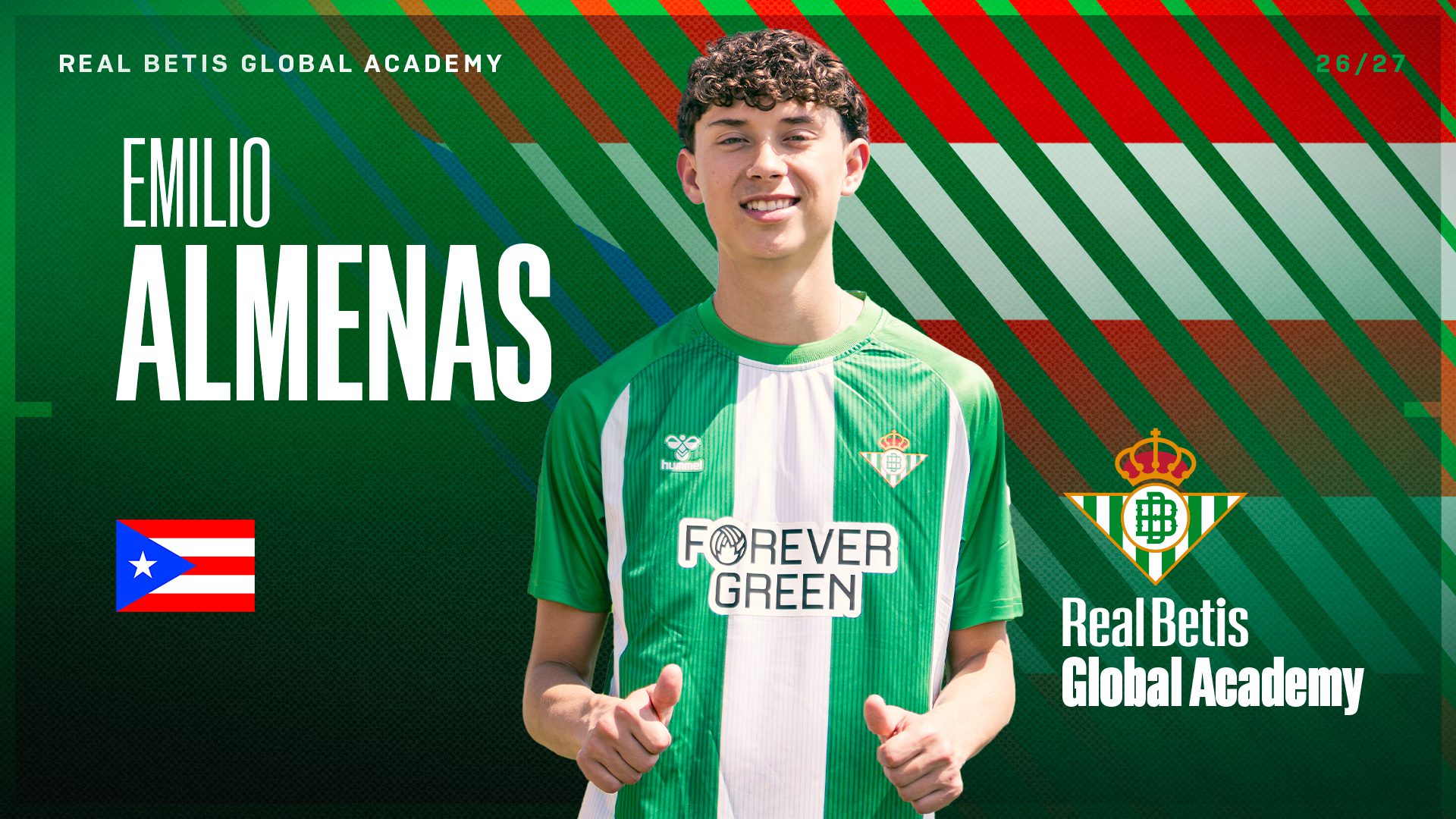 Emilio Almenas se incorpora al Real Betis Global Academy para seguir creciendo en su carrera futbolística