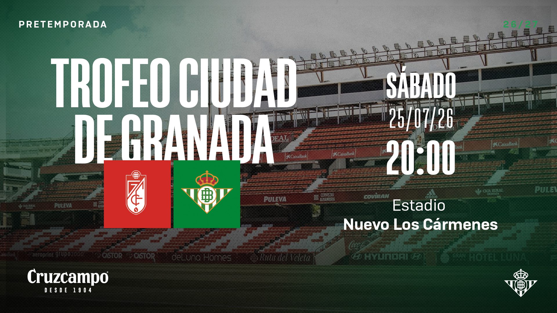 El Real Betis y el Granada CF se enfrentarán en el Trofeo Ciudad de Granada